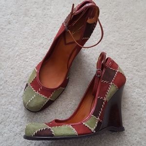 Vince Camuto Red and Green Patchwork Wedge Shoes